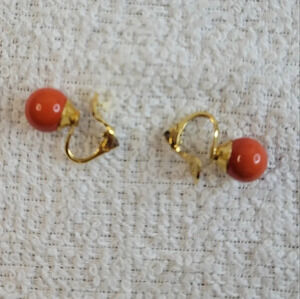 Vintage  Orange Balls Clip-on Earrings Fashion Jewelry